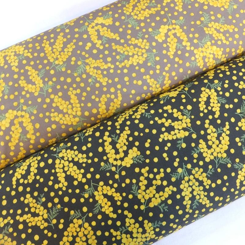 ミモザ柄 ボタニカル オックス(綿 生地 布) | 