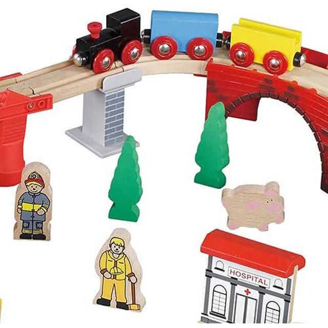 送料無料 マキシム 木製レール デラックスセットと音踏切 巛 ブリオ