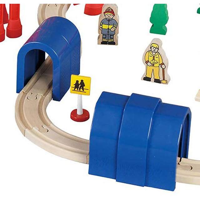 送料無料 マキシム 木製レール デラックスセットと音踏切 巛 ブリオ