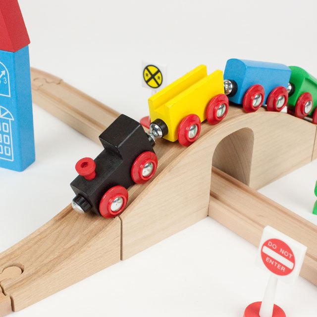 木製レール 基本の8の字コースと音踏切 新幹線セット ブリオ brio 互換 