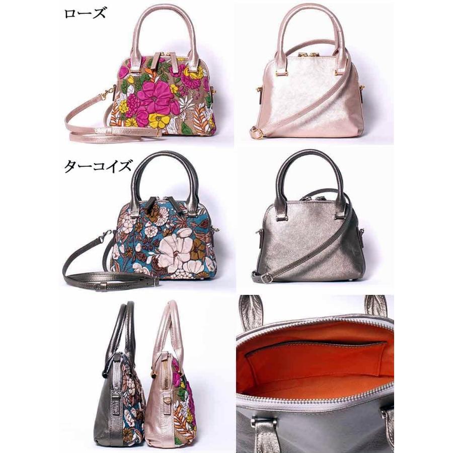 ポイント15倍デコブランシェバッグ本革ピッグレザー花柄ハンドバッグ 