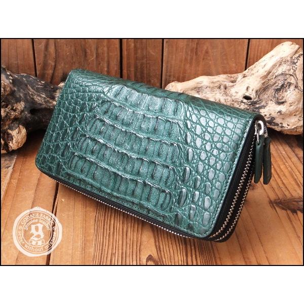 64%オフ 財布 父の日 カイマン クロコダイル GODANE ゴダン ダブル ラウンドファスナー  テールレザー spcw8056cp DarkGreen ダークグリーン キプロスの画像