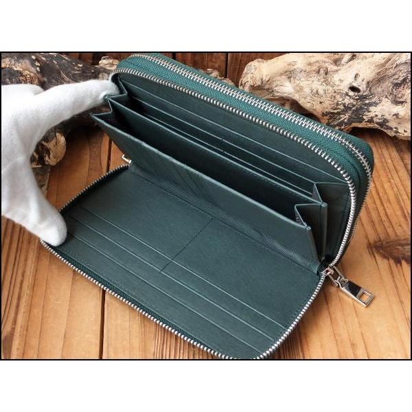 財布 父の日 カイマン クロコダイル ラウンドファスナー GODANE ゴダン  Ｗ ダブルファスナー 財布 テールレザー spcw8056cp DarkGreen インサイドグリーン