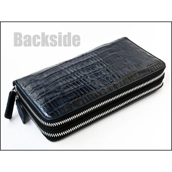 財布 父の日 カイマン クロコダイル GODANE ゴダン ダブルファスナー テールレザー spcw8056cp Navy ネイビー ワニ革 メンズ父の日の画像