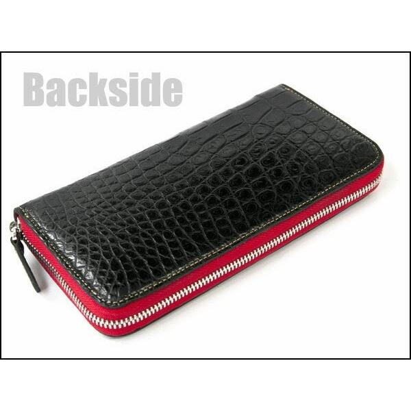 GODANE　ゴダン正規販売代理店　財布 シャムクロコダイル　ラウンドファスナー　spsw1201sd BlackRedインサイドレッド　内側　栃木レザー GODANE ゴダン 正規販売代理店 シャムクロコダイル ラウンドファスナー