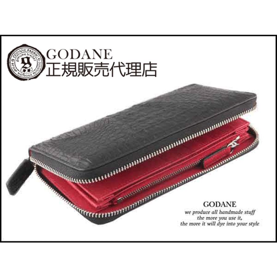 ゴダン 財布 GODANE ラウンドファスナー カイマン クロコダイル テール