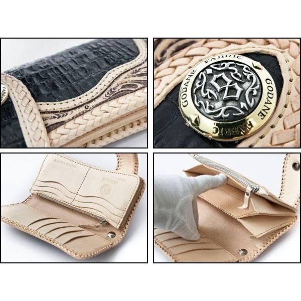 財布 父の日 カイマン クロコダイル GODANE ゴダン ハンドメイド