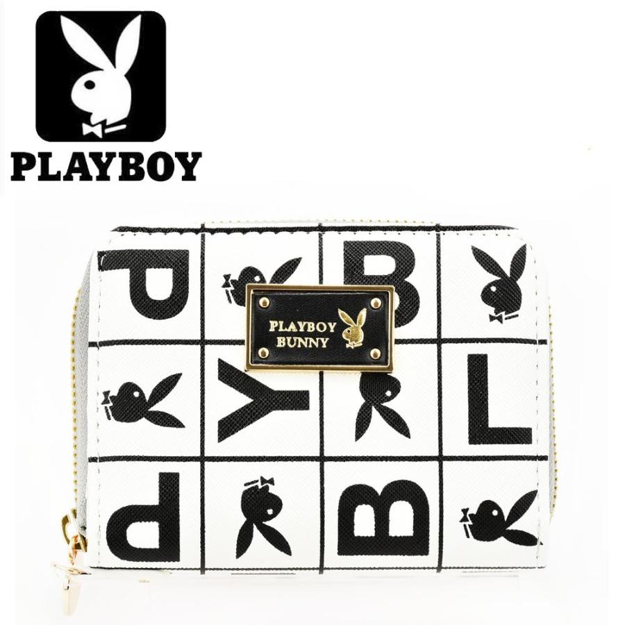 PLAYBOYプレイボーイ財布二つ折財布2つ折り札入PBMS-1360ホワイト白メンズ財布レディース財布短財布誕生日プレゼント｜grans