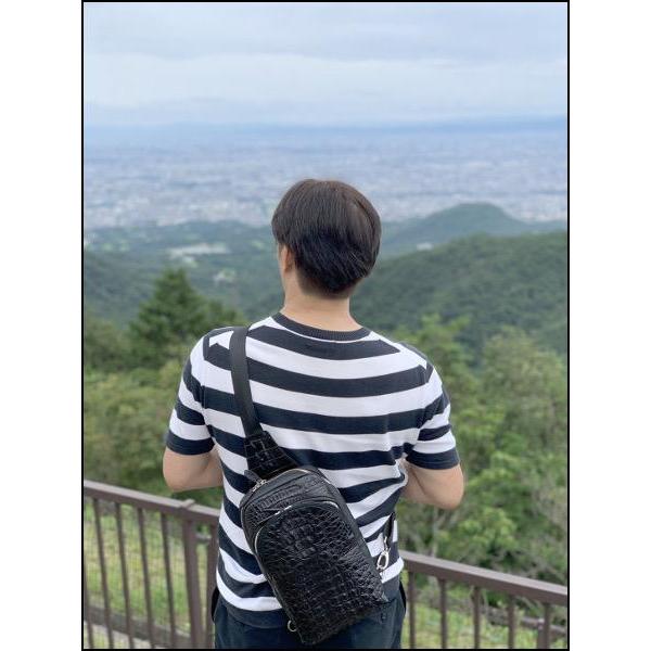 カイマン クロコダイル本革 GONDOLA ショルダーバッグ　ブラック カイマン クロコダイル本革 GONDOLA ショルダーバッグブラック