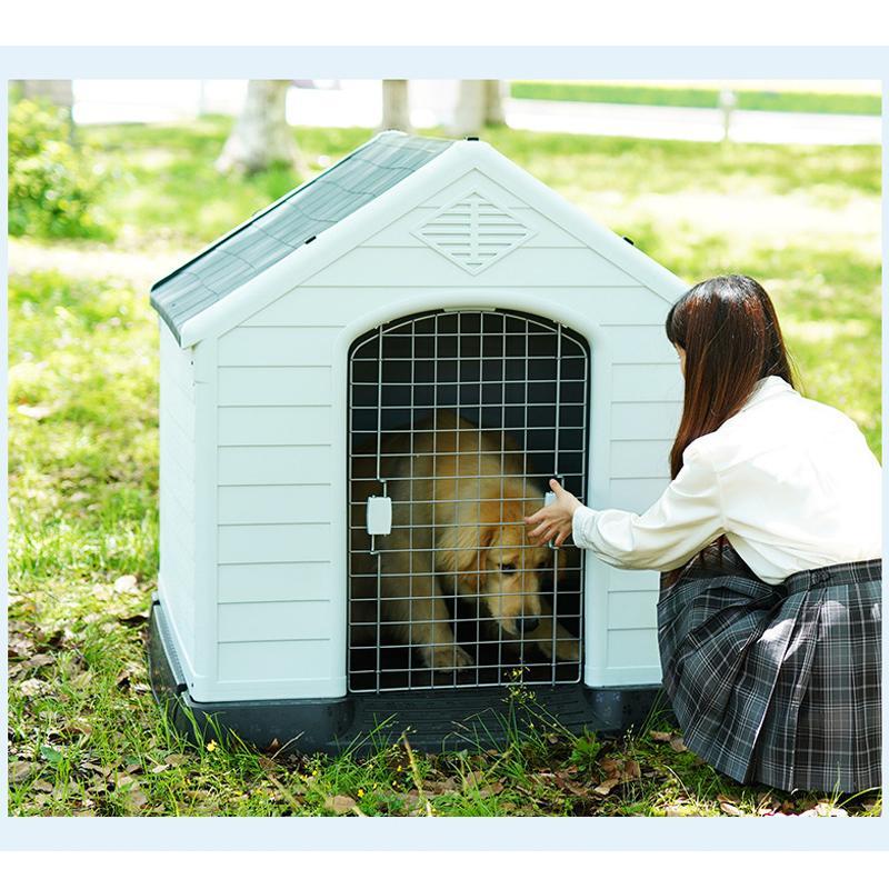 大型犬 ドッグ 犬舎 犬小屋 ハウス おうち 屋外 野外 庭用 プラス ティック製 プラスチック 防水 通気性 ドア無し 