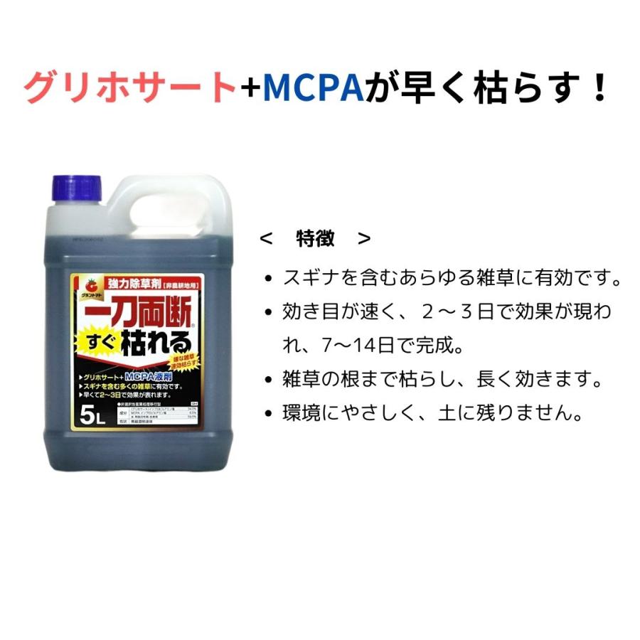 一刀両断すぐ枯れる 除草剤 5L グリホサート MCP 配合 速攻