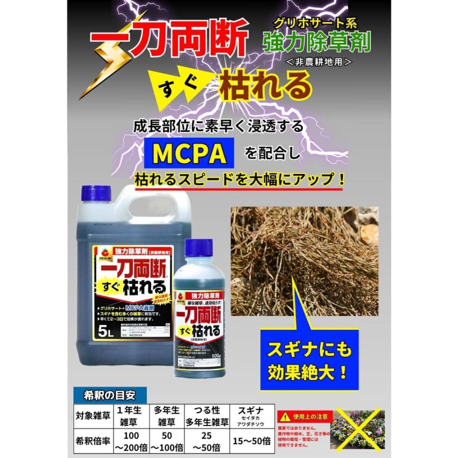 一刀両断すぐ枯れる 除草剤 5L グリホサート MCP 配合 速攻タイプ 非