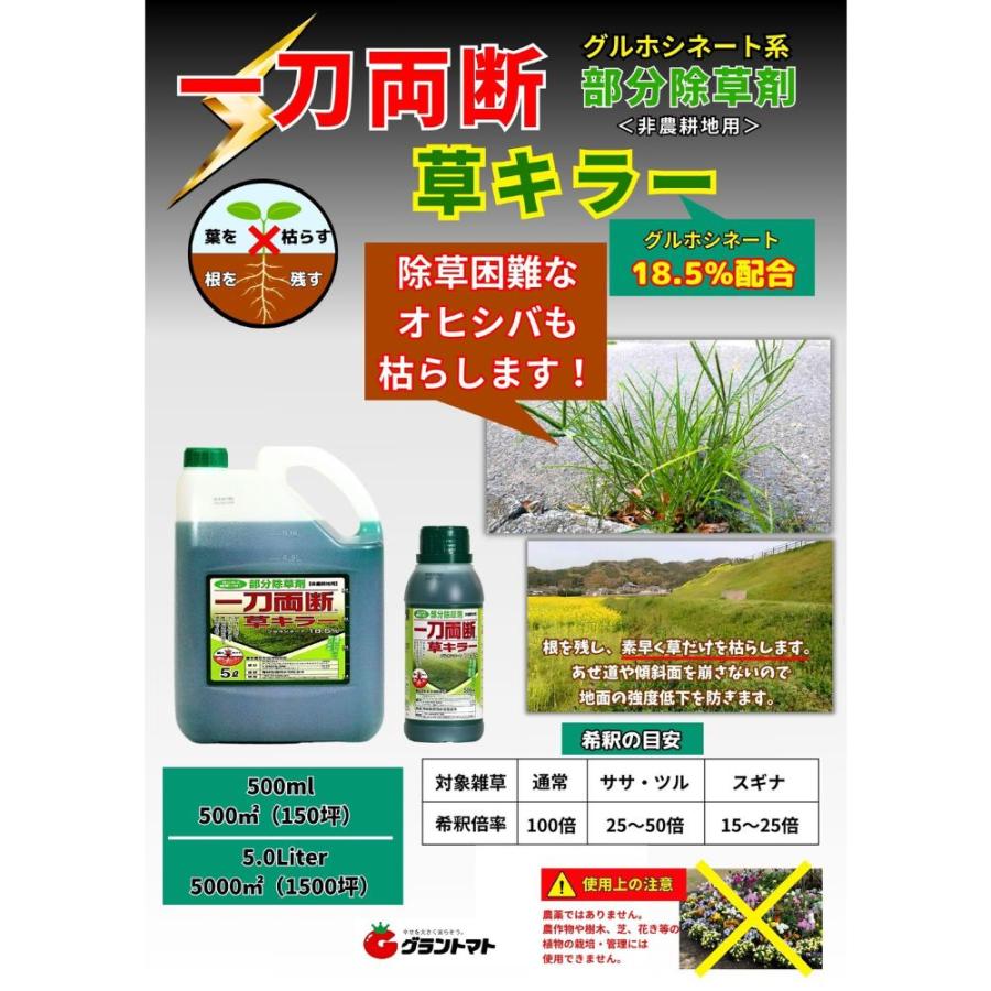 一刀両断草キラー 5L オヒシバ対策 グルホシネート18.5% 除草剤 非農耕