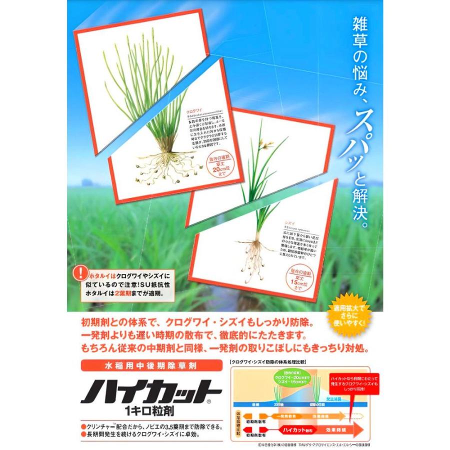 ハイカット1キロ粒剤 1kg 箱売り12袋入り 水稲用中後期除草剤 農薬