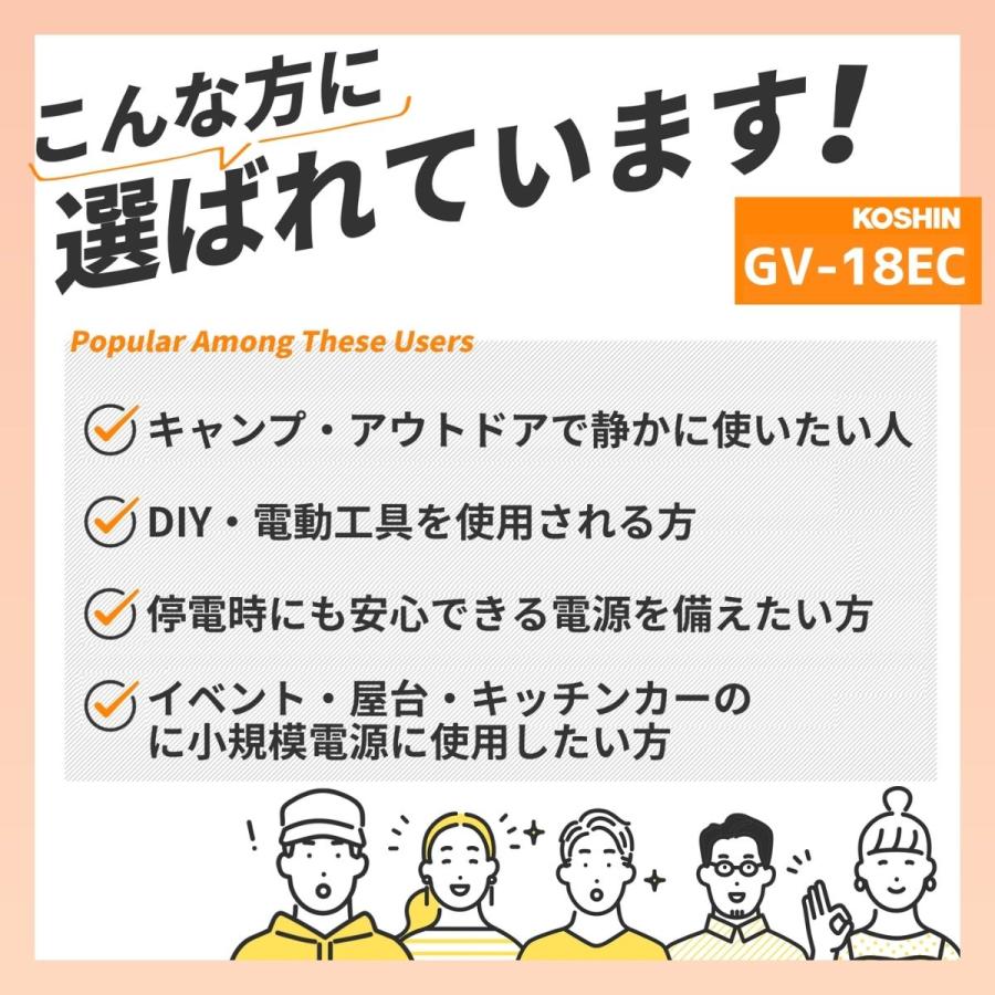工進 発電機 インバーター発電機 GV-18EC 防災 定格 1.8kVA インバータ