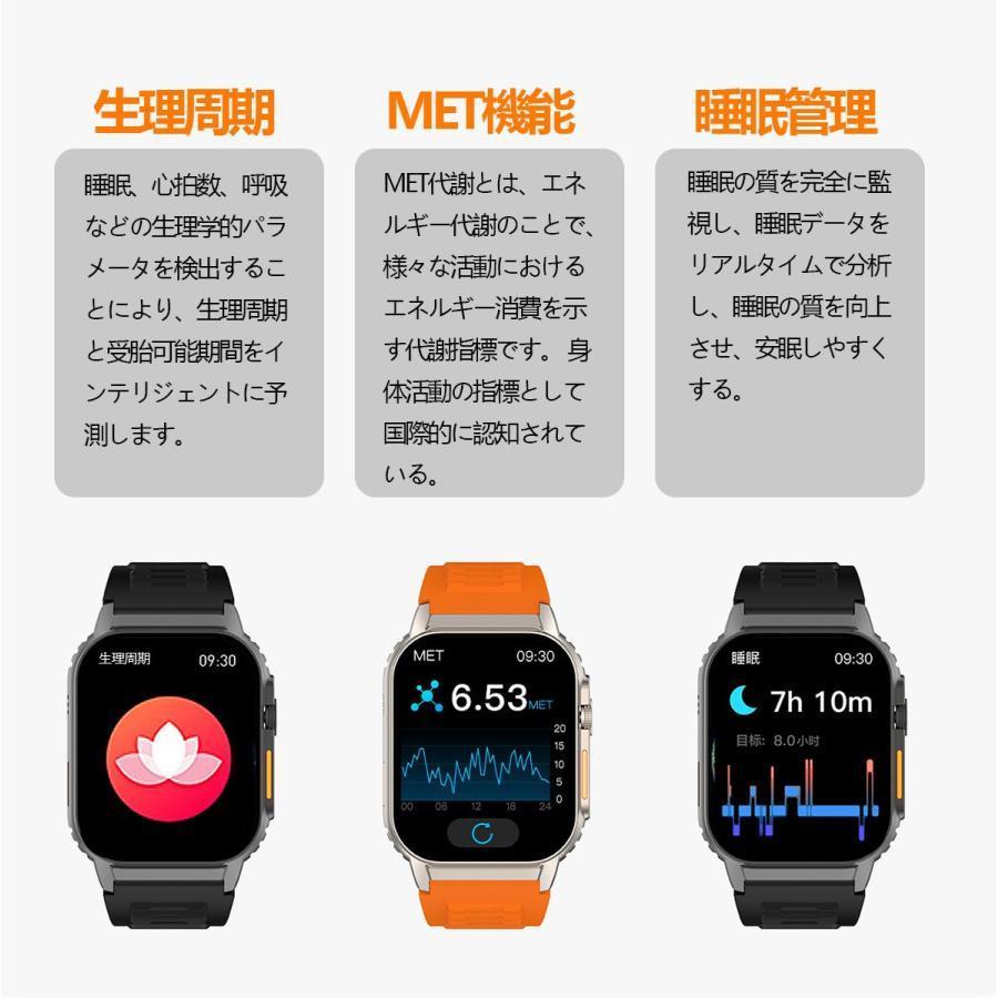 スマートウォッチ 日本製センサー 血糖値測定 日本語説明書 通話機能  血圧 血中酸素 心拍数 着信通知 2.01大画面 歩数計 健康管理 IP67防水 IPhone/Android｜grape-sour-shop｜17
