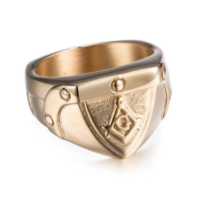 22新作モデル フリーメイソン リング 盾 指輪 金 ゴールド ロック パンク ゴシック V系 Hiphop 送料無料 ポイント消化 Commerces Boutique