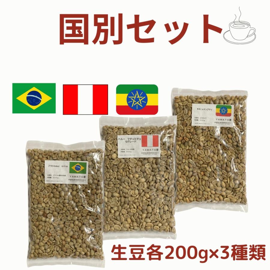 コーヒー生豆 お試し 国別セット！ ブラジル No2 17/18 ペルーマチュピチュ モカ レケンプティ 200g×3種類 600g｜gratefulcoffee｜06