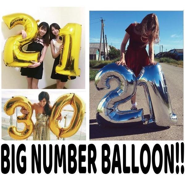 誕生日 バルーン 飾り 数字 BIGナンバー ビッグナンバーバルーン 数字 ナンバー 60cm ゴールド シルバー プレゼント 記念日 100days ハーフバースデー |  | 02