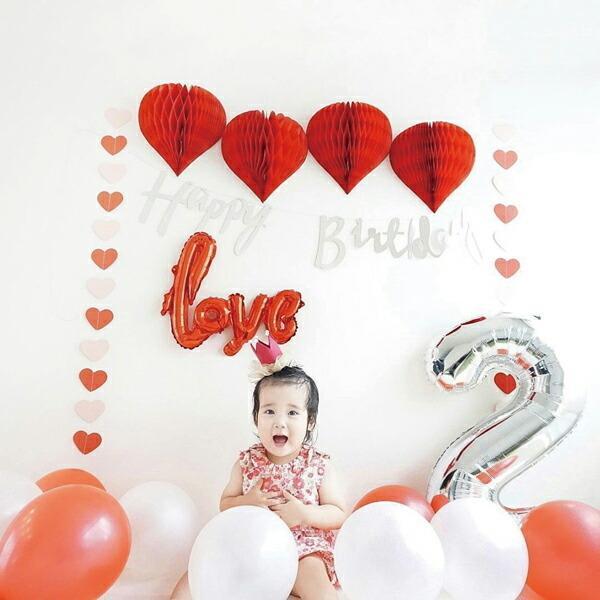 [100日対応] 誕生日 パーティー 飾り 飾り付け バルーン ハート LOVE ハッピーバースデー ハーフバースデー 100days 100日 バースデー 1歳 2歳 男 女 セット | LOVE（Cartier） | 02