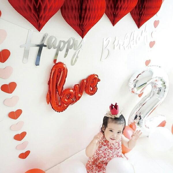 [100日対応] 誕生日 パーティー 飾り 飾り付け バルーン ハート LOVE ハッピーバースデー ハーフバースデー 100days 100日 バースデー 1歳 2歳 男 女 セット | LOVE（Cartier） | 04