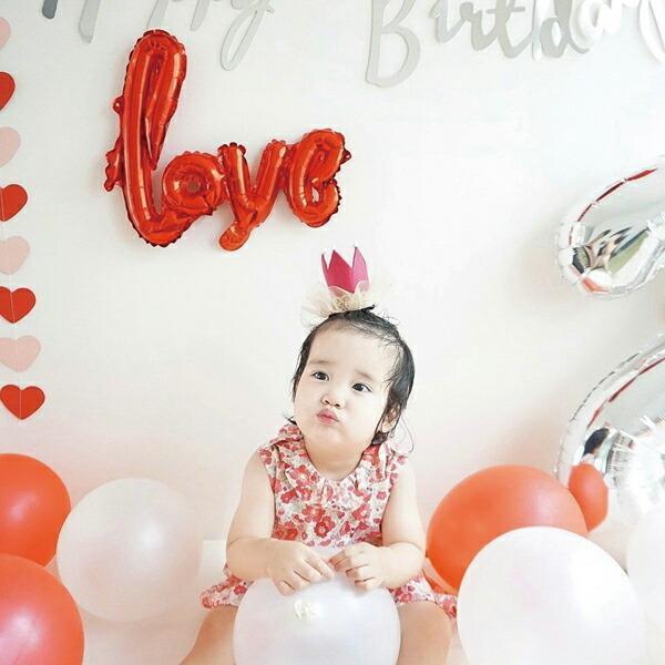 [100日対応] 誕生日 パーティー 飾り 飾り付け バルーン ハート LOVE ハッピーバースデー ハーフバースデー 100days 100日 バースデー 1歳 2歳 男 女 セット | LOVE（Cartier） | 05