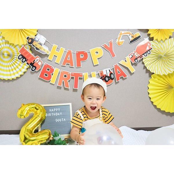 [100日,ハーフ対応]働く車ガーランド&ペーパーファンセット 誕生日 記念日 100日 100days バースデー ハーフバースデー バルーン コンフェッティバルーン |  | 01