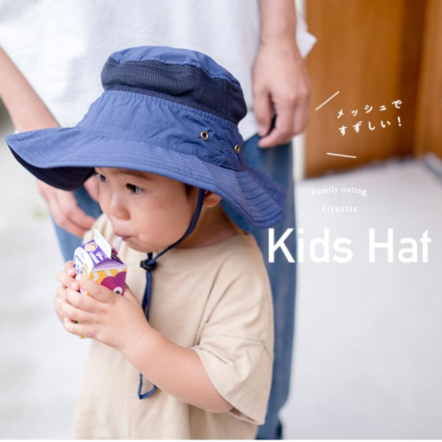 ベビー 子供 キッズ ハット 日よけ 帽子 男の子 女の子 52cm 56cm 日除け こども アウトドアハット 撥水 キャップ ピクニック ひも付き 春 夏 秋 ゴム付き |  | 02