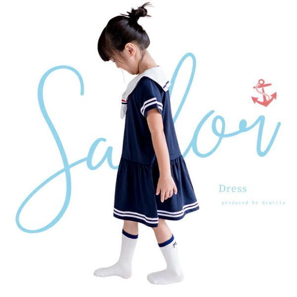 183108 セーラー マリン ワンピース マリンワンピース ワンピ 子供服 女の子 女児 キッズ 新生児 おしゃれ かわいい 服 | MARIN | 01