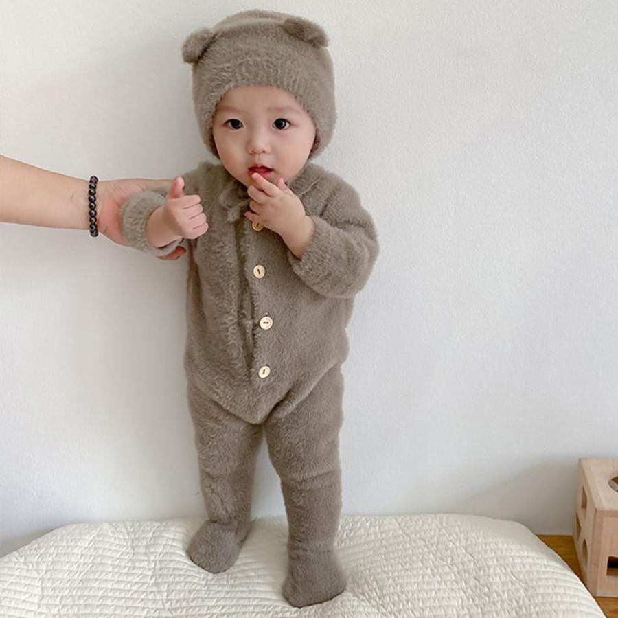 激かわ! くま ロンパース ベビー服 赤ちゃん ベビー 服 帽子 着ぐるみ 冬 カバーオール 足つき 足先まで 60 70 80 90 cm 男の子 女の子 ジャンプスーツ なりきり |  | 15