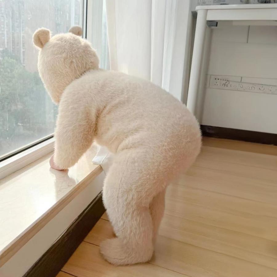 激かわ! くま ロンパース ベビー服 赤ちゃん ベビー 服 帽子 着ぐるみ 冬 カバーオール 足つき 足先まで 60 70 80 90 cm 男の子 女の子 ジャンプスーツ なりきり |  | 16