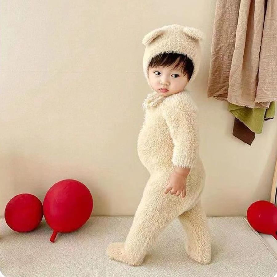激かわ! くま ロンパース ベビー服 赤ちゃん ベビー 服 帽子 着ぐるみ 冬 カバーオール 足つき 足先まで 60 70 80 90 cm 男の子 女の子 ジャンプスーツ なりきり |  | 17