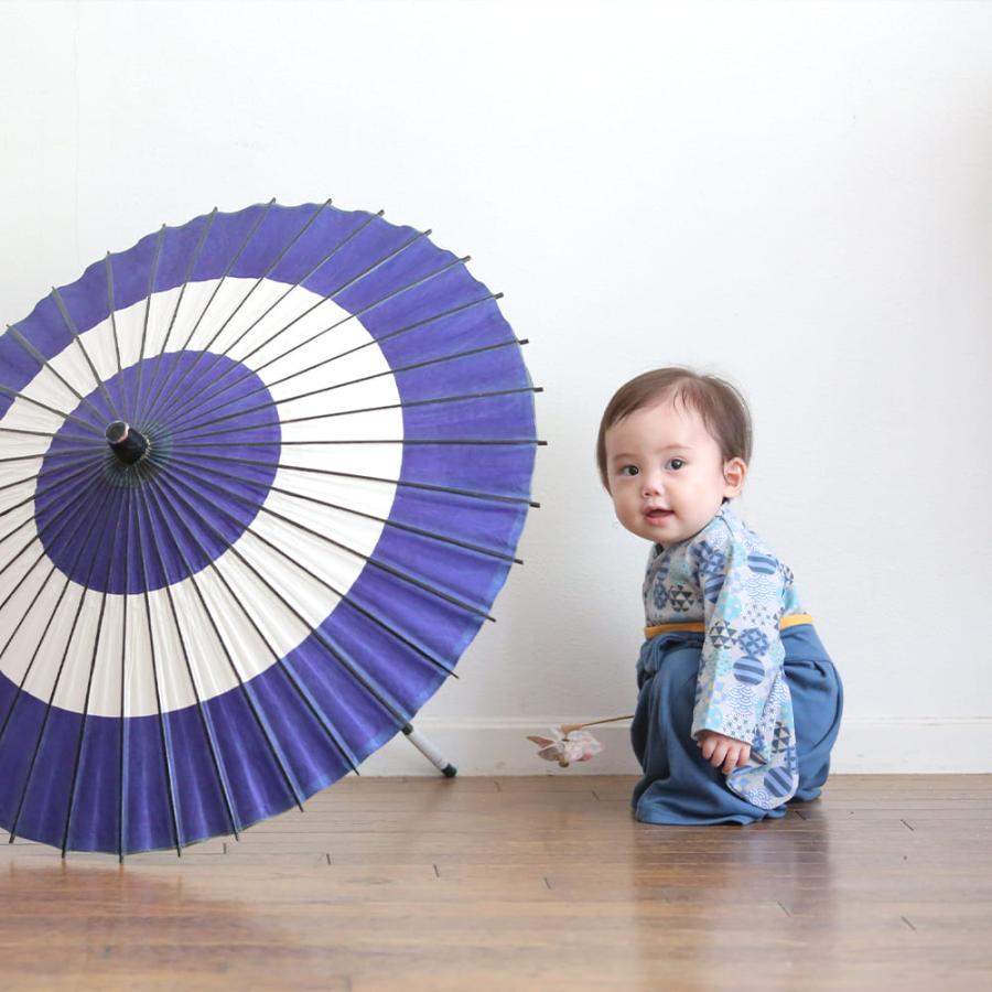 全開 袴 ロンパース 前開き 丸和柄 和服 着物  紋付 七五三 結婚式 60 70 80 90 フォーマル 袴ロンパース 男の子  初節句 お食い初め 紋付 |  | 18