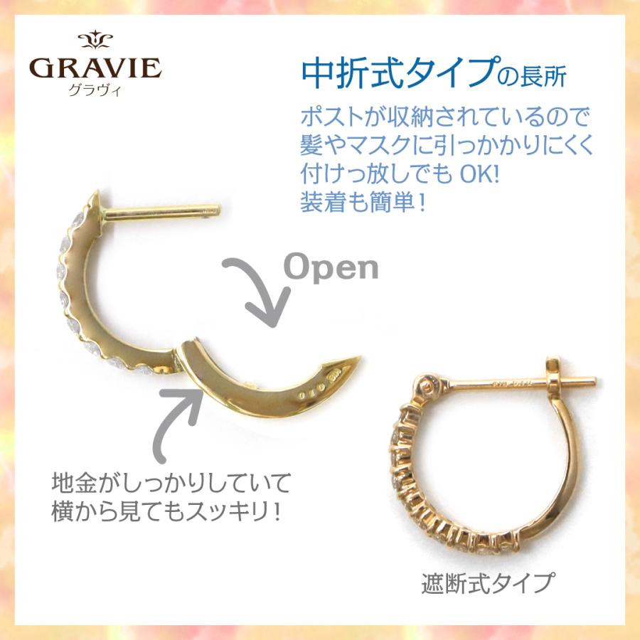 クーポン ピアス ダイヤモンド 0.1ct ハーフエタニティ フープ クーポン ピアス ダイヤモンド 0.1ct ハーフエタニティ フープ