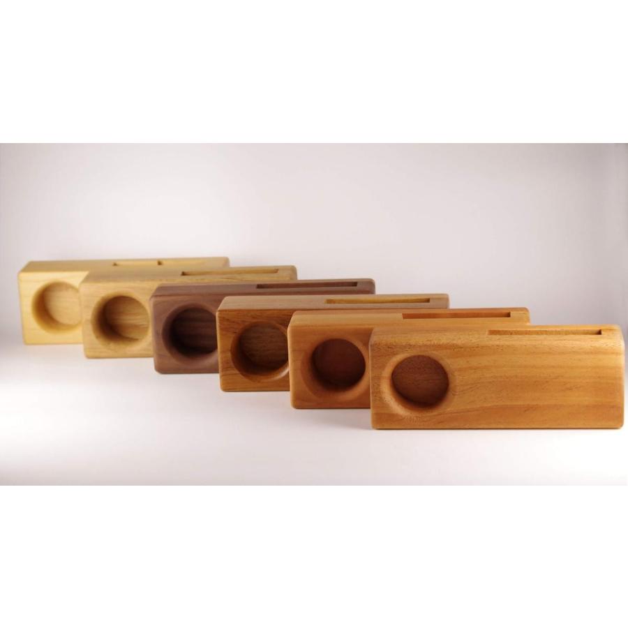 木製スピーカースタンド シングル ウッド チーク スマホ用 Iphoneなど