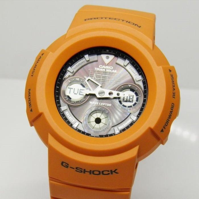 G-SHOCK AWG-500BJ-4AJF オレンジ アナログ 3連リングバンド CASIO