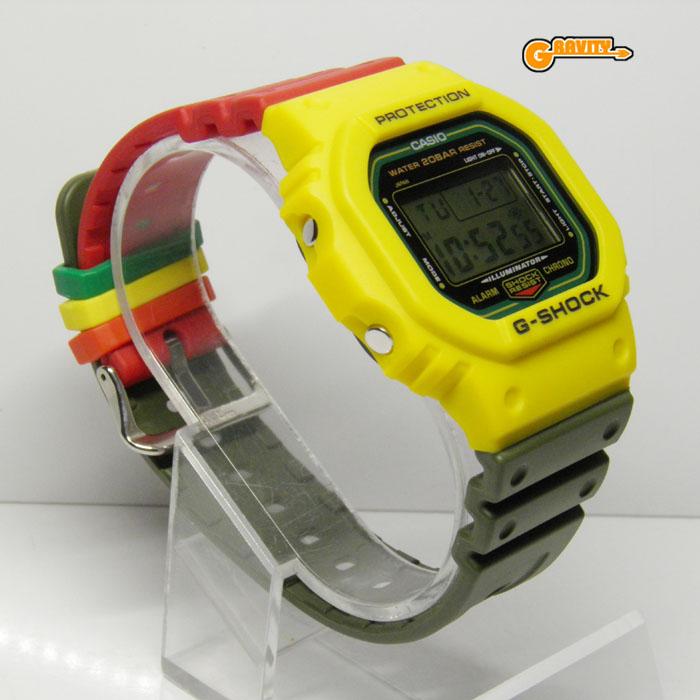 【美品・日本製】MY G-SHOCK DWE-5610 / コーションイエロー G-SHOCK DWE-5610 MY イエロー×レッド×カーキ ラスタ DW-5600RBベース