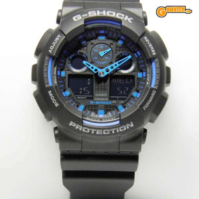 G-SHOCK GA-100-1A2JF ブラック×ブルー ビッグケース デジアナモデル