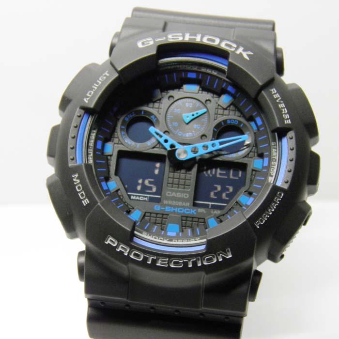 G-SHOCK GA-100-1A2JF ブラック×ブルー ビッグケース デジアナモデル