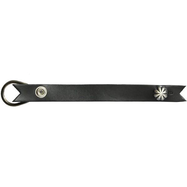 PARROTT CANVAS BUTTON WORKS CONCHO RIBBON KEYRING BLACK レザーキーリング ボタン ...