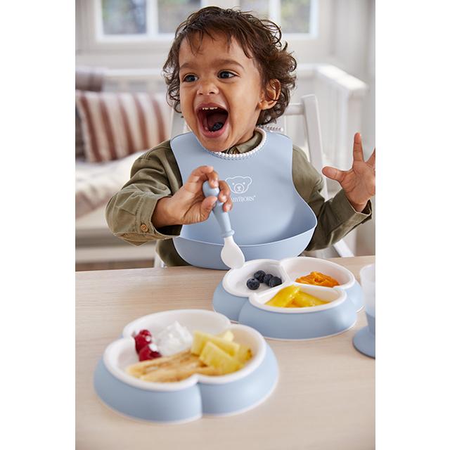 BABYBJORN(ベビービョルン, ベビービヨルン)  ベビーミールタイムセット　4pcs baby meal set お食事 食器 皿 プレート スプーン フォーク スタイ｜graybear｜02