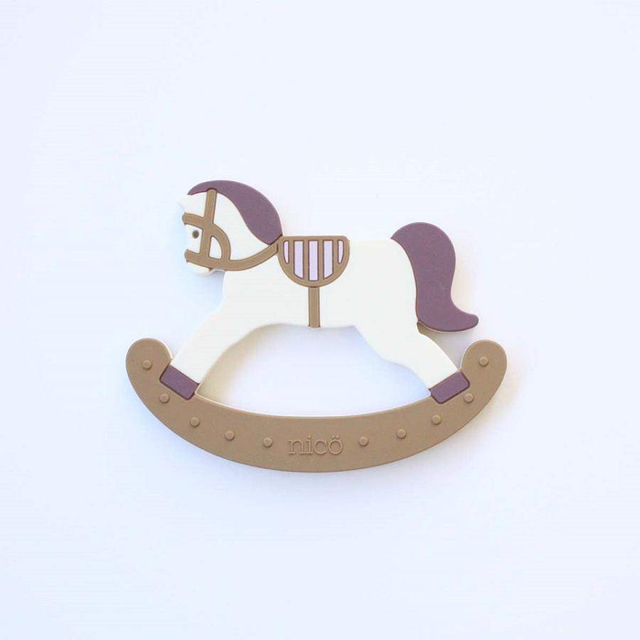 nico（ニコ）プチギフトセット 【3点】木馬・恐竜 長袖エプロン 歯固め レザーストラップ おしゃれ　ギフト　出産祝い 男の子 女の子 プチギフト |  | 03