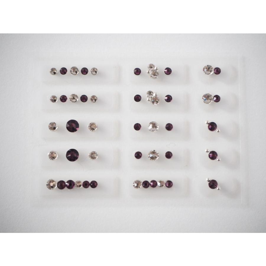 国内最安値に挑戦 スリーポイントジュエル デコデザイン パープル系 オリジナル耳つぼジュエリー送料無料 自社開発 イヤージュエル チタン粒 耳つぼシール