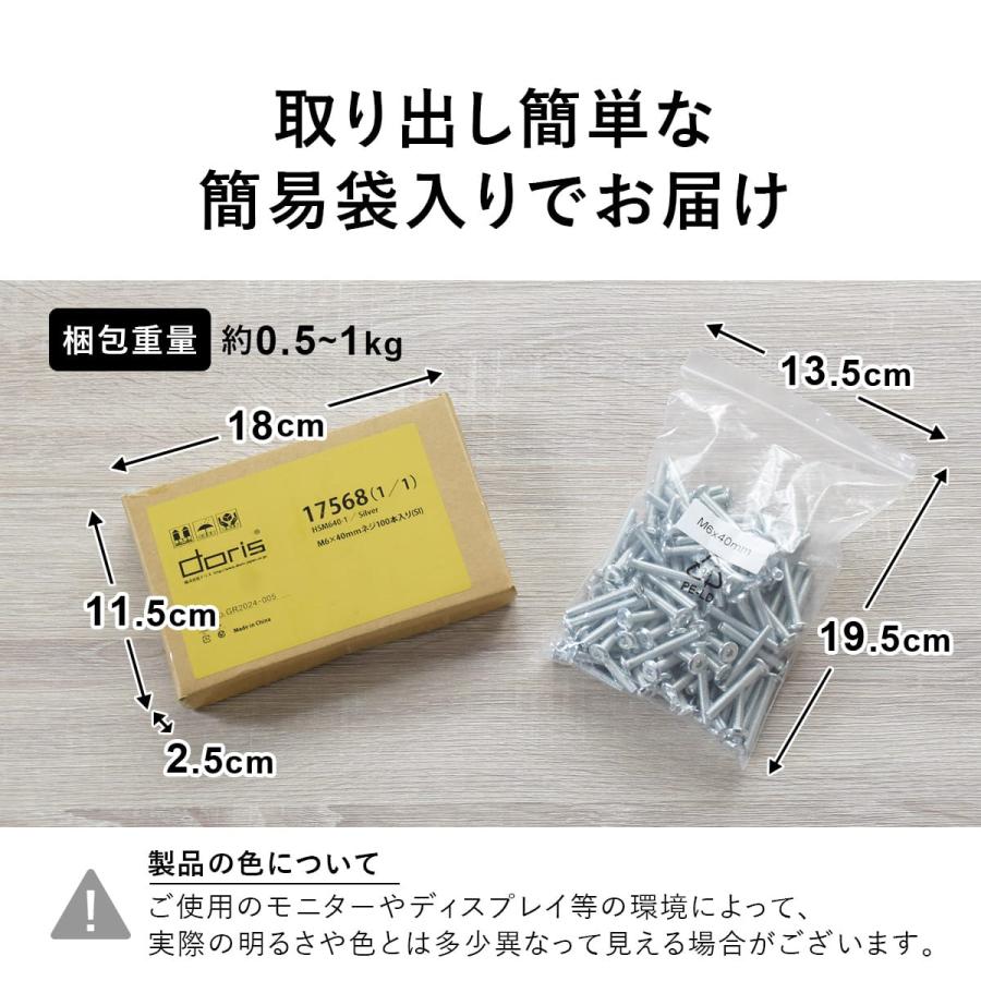 DORIS（ドリス） M6ネジ M6 ネジ 100本セット プラスネジ ボルト ナット 部品 パーツ 家具用ネジ 家具用 DIY スチール ...
