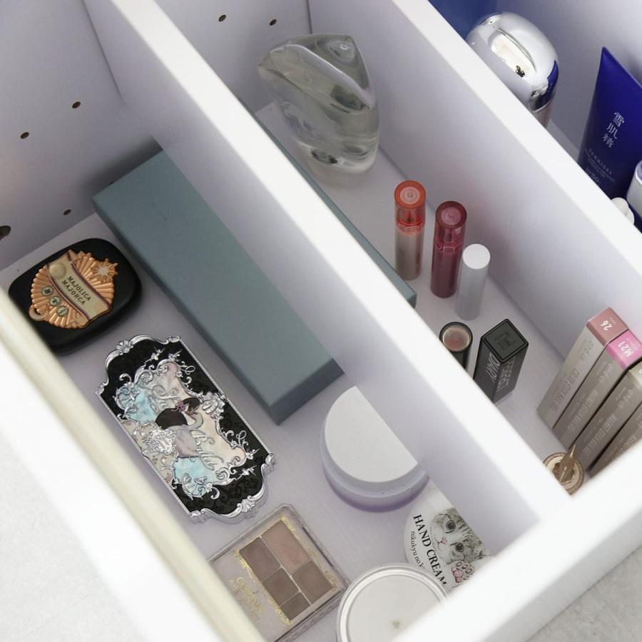 収納 鏡 ドレッサー テーブル コンパクト 北欧 白 メイク ミラー 木製 大容量 ロータイプ 収納棚 化粧台 一面鏡 幅40cm レンドル | DORIS | 14