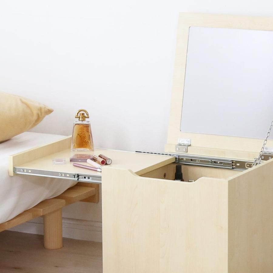 収納 鏡 ドレッサー テーブル コンパクト 北欧 白 メイク ミラー 木製 大容量 ロータイプ 収納棚 化粧台 一面鏡 幅40cm レンドル | DORIS | 08