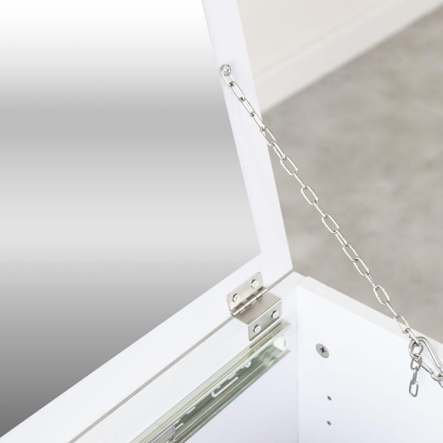 収納 鏡 ドレッサー テーブル コンパクト 北欧 白 メイク ミラー 木製 大容量 ロータイプ 収納棚 化粧台 一面鏡 幅40cm レンドル | DORIS | 11