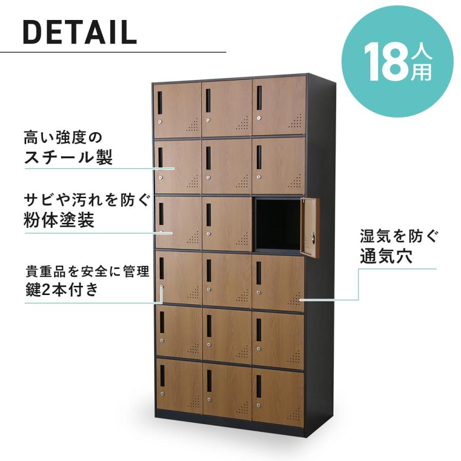 DORIS（ドリス） ロッカー 18人用 スチールロッカー 3列6段 更衣