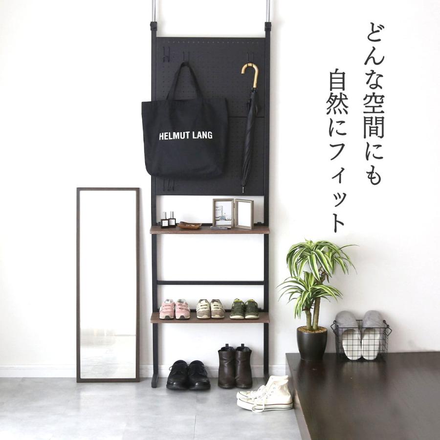 壁面突っ張りパンチングラック 有孔ボード風 ブラック 楽天市場】【個人宅も送料無料】 壁面突っ張りパンチングラック 有孔