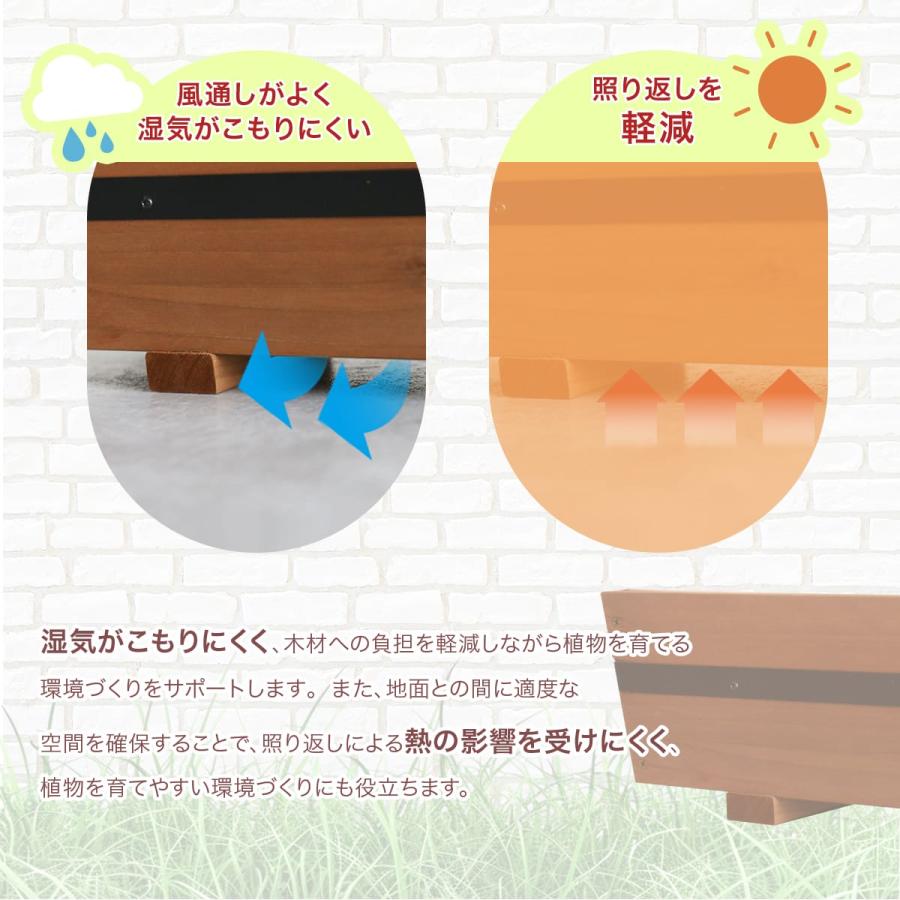プランター 2サイズセット 木製 おしゃれ 長方形 幅52×奥行17.5/幅47×奥行13.5 鉢植え 天然木 ナチュラル 収納 観葉植物 花壇 庭 室内 北欧 ペブル ドリス | DORIS | 12